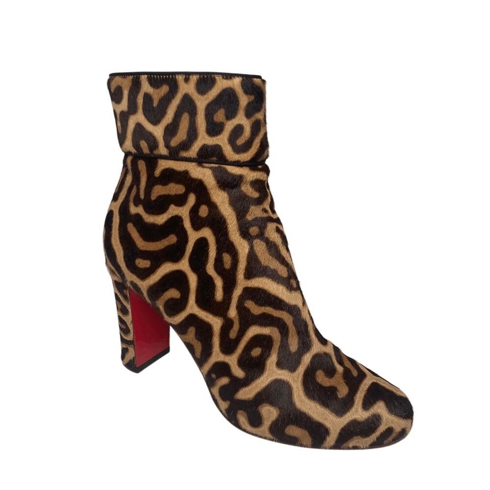 Christian Louboutin Moulamax 85 Pony Hair Heeled Ankle Booties EU 37.5 US 7.5 - Picture 1 of 11